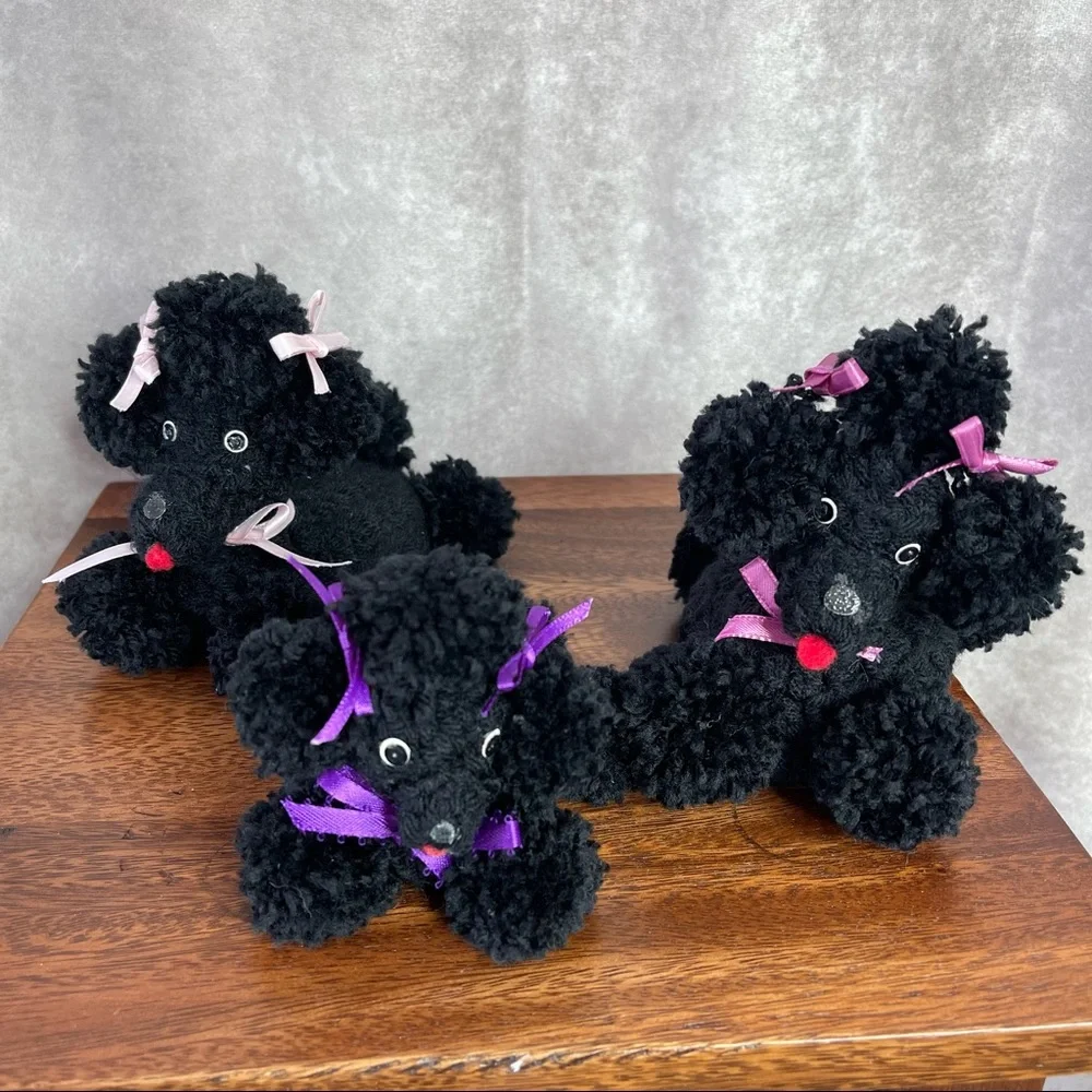 3 Crochet Black Poodle Soap Holders Handmade